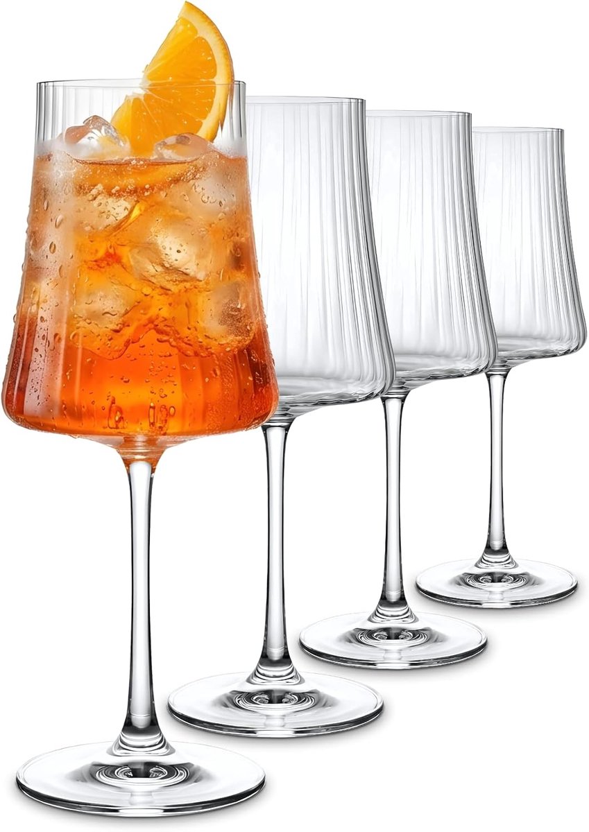 Aperol glazen, 4 stuks, 46 cl, van kristal, robuust, aperitief, cocktails