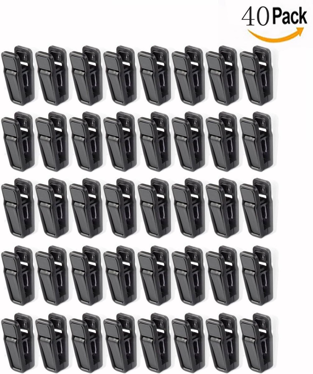 40 stuks kunststof clips voor flocked kledingbeugels, antislip jurkclips, zwart