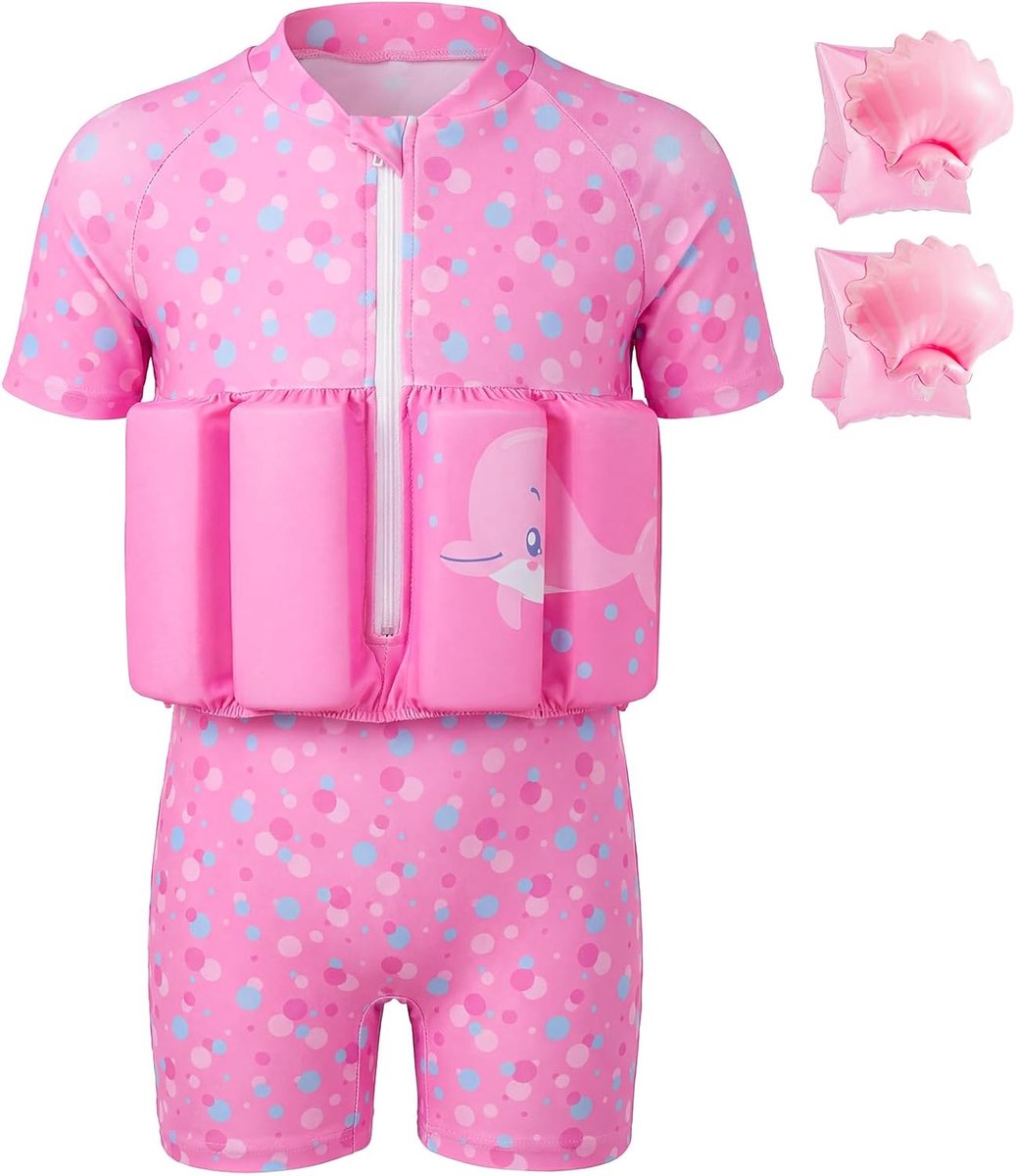 Badpak voor baby's, meisjes en jongens, met drijfvermogen voor peuters, zwemtrainingshulp, zwempak, eendelig zwempak