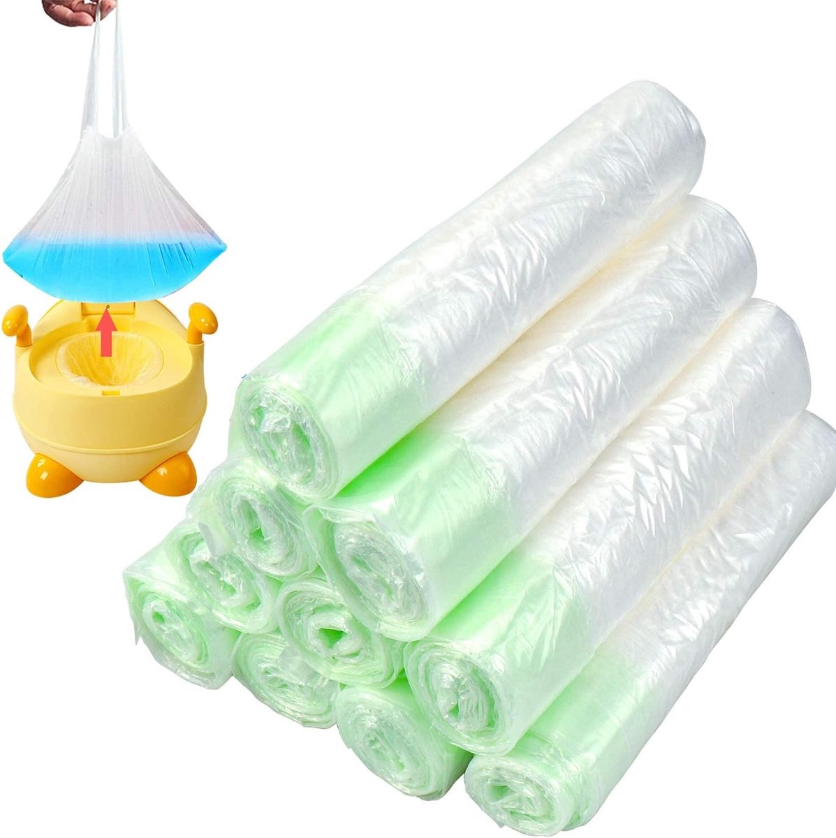 Plastic toilettassen 5 rollen - trekkoord - waterdicht en duurzaam - ideaal voor reizen - ShopVlot