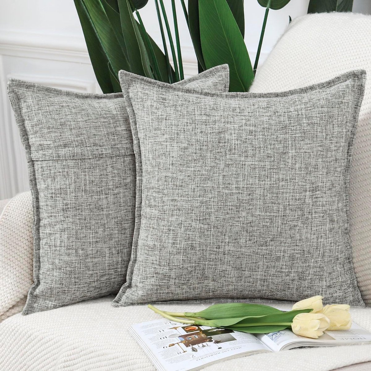 Kussenhoezen 50x50cm - Imitatie linnen - Beige - Rustieke uitstraling - ShopVlot