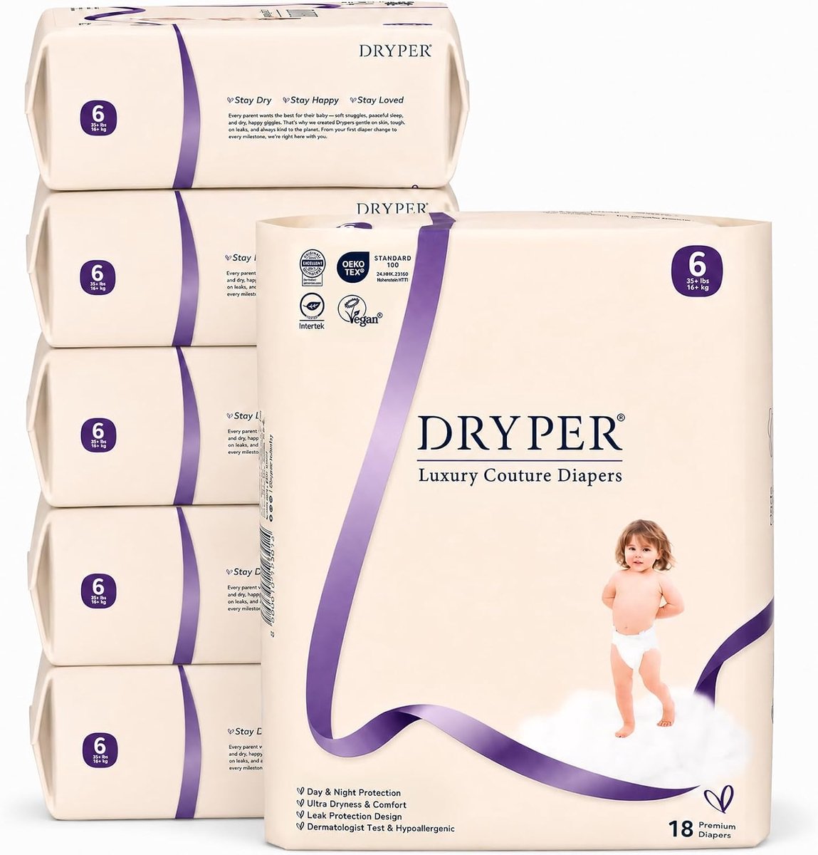Babyluiers maat 6 - Ultra dun en hypoallergeen - 3D lekkagebarrières - Houdt je baby droog - ShopVlot