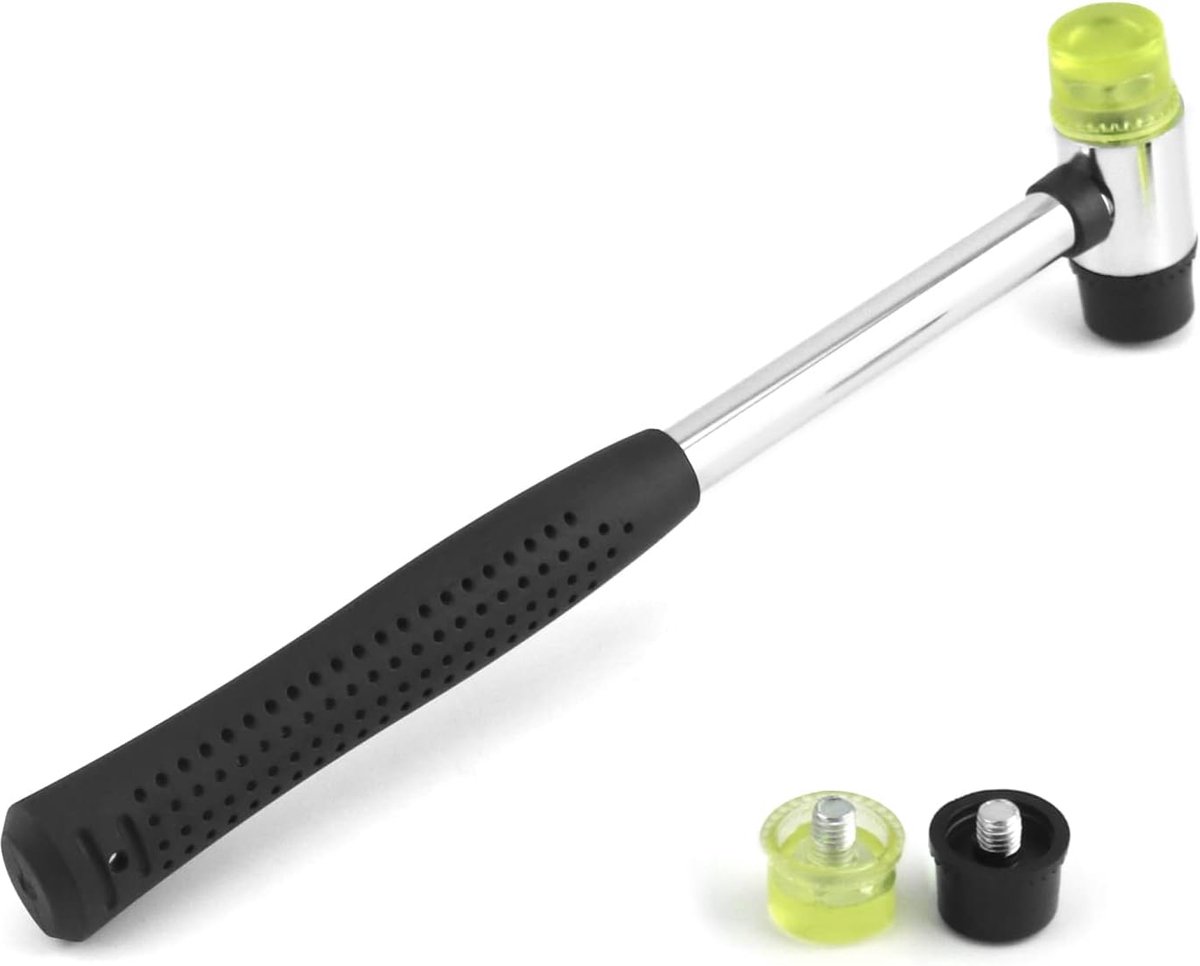 Rubber hamer 25mm - dubbele kop met vervangende hamerkoppen - anti-slip rubberen handvat - ideaal voor hout en ambacht - ShopVlot