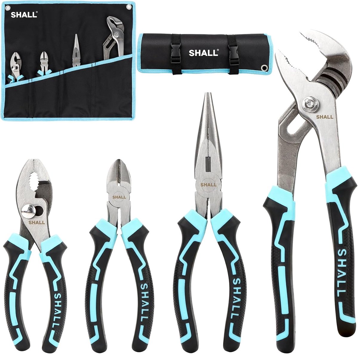 Tangen set 4-delig - 15cm kniptang - 8" lange tang - inclusief opbergzak - ShopVlot