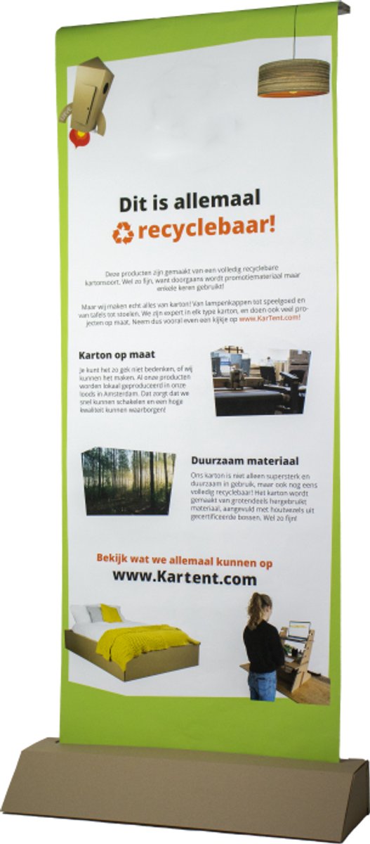 Kartent Kartonnen roll-up banner - Alleen frame - 200 x 74 cm - Kartent Bruin