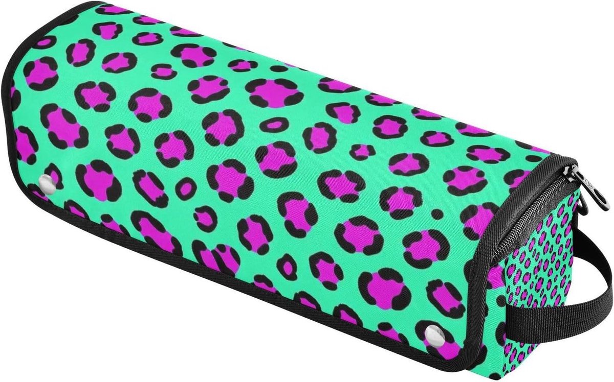 Hittebestendige Reistas - Krultang Tas Organizer - Haarstyling Gereedschap Opbergen - Met Afneembare Hittebestendige Mat - 37 cm - Luipaardprint