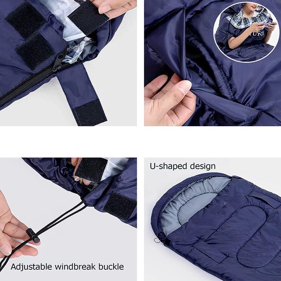 Slaapzak Winter - Kampeerzak Outdoor - Kamperen en Hiken - Waterafstotend Ripstop Materiaal - Comfort tot -1°C - Blauw — afbeelding 3