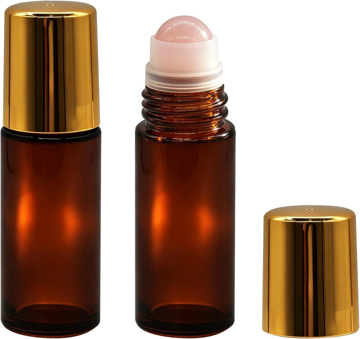 Rollerflessen 2-Pack 30 ml - Amber glas - Natuurlijke kristallen rollerball - Ideaal voor essentiële oliën - SnelShoppen