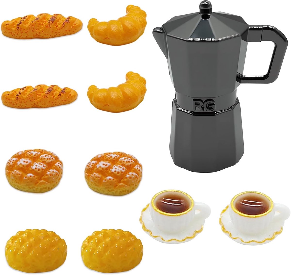 Miniatuur gnome accessoires keuken 11-delig - mini koffiezetter - inclusief kopjes en brood - SnelShoppen