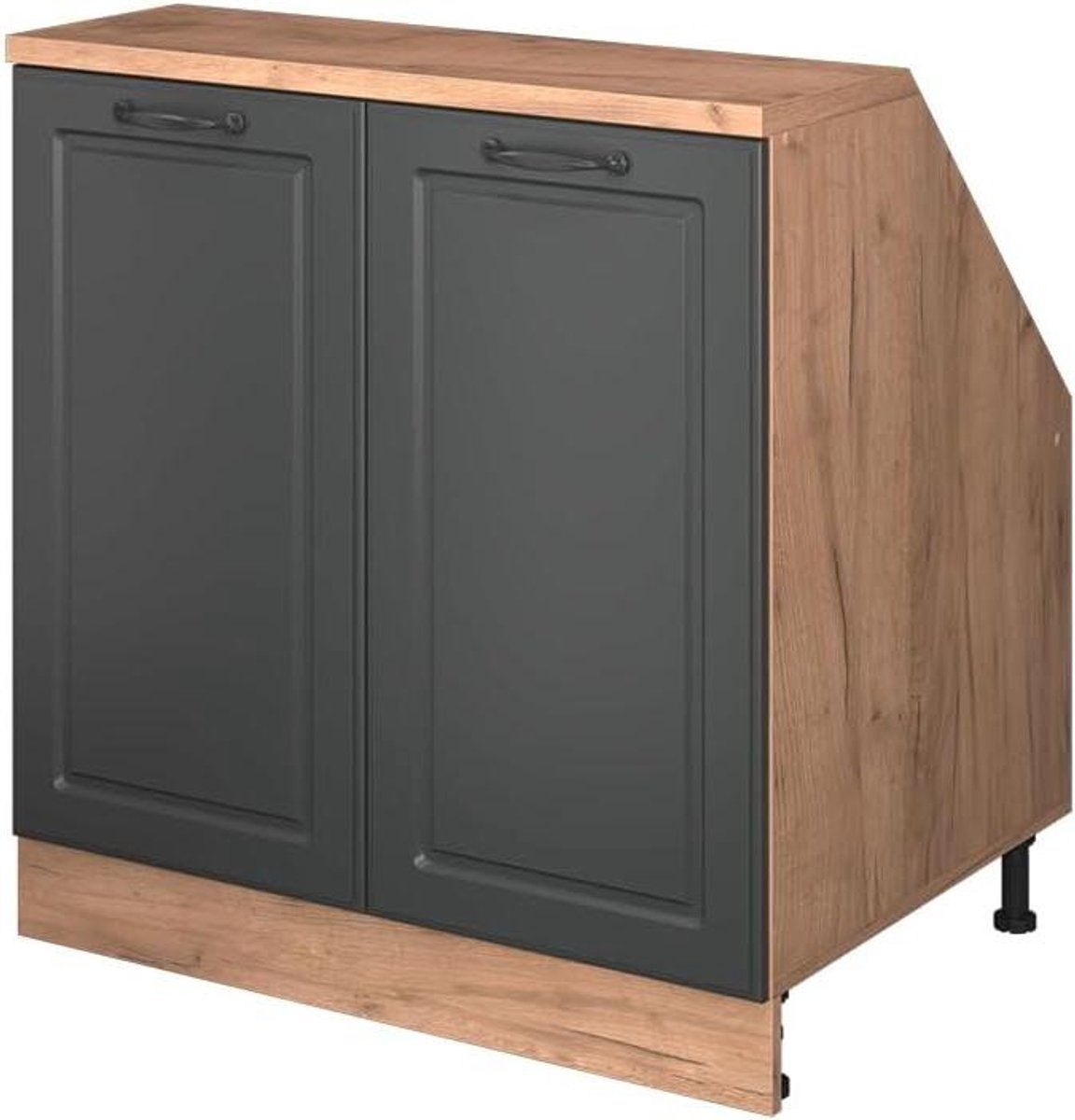 Keukenkast Schuin Dak - Hoekkast Keuken - Keuken Organiseren - Optimale Ruimtebenutting - 80 cm breed 60 cm diep - Antraciet
