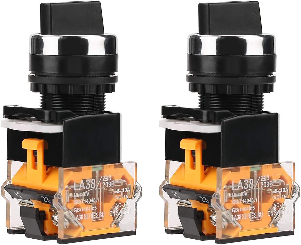 Rotary switch 22mm rond - 2 standen NC + NO - waterdicht - ideaal voor elektrische schakelingen - SnelShoppen