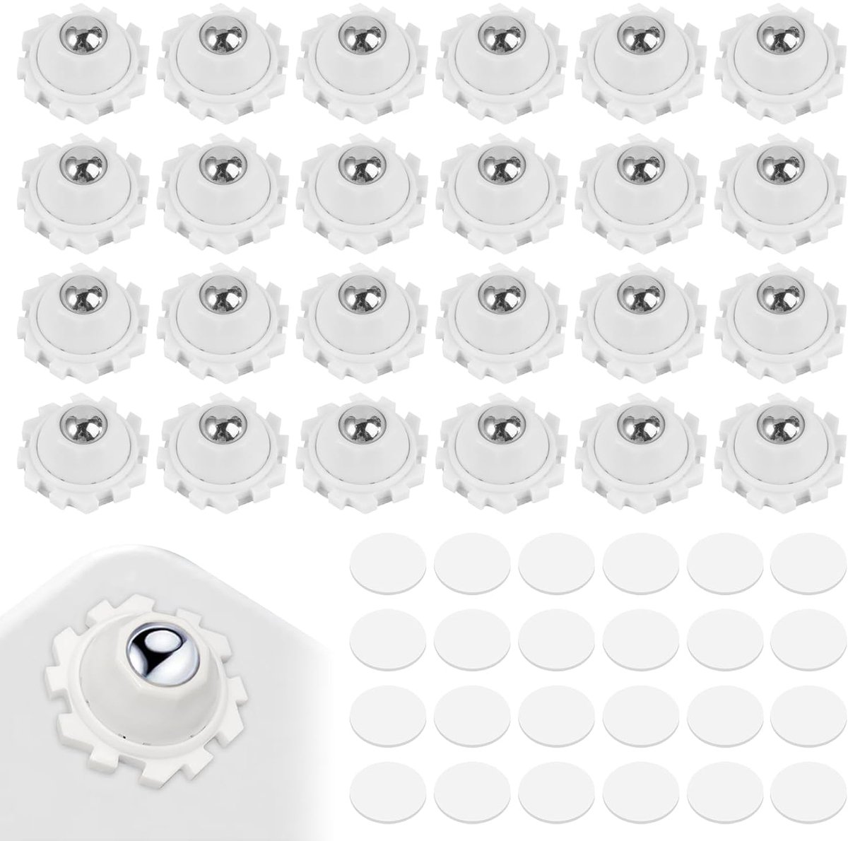 24 stuks kleine meubelwieltjes 27 mm - zelfklevend - sterke antislip 360 graden rotatie - perfect voor DIY meubels - SnelShoppen