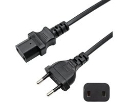 Powercord CEE 7/17 naar C17 1,5 m - 2-polige kabel - Plat stekker ontwerp - SnelShoppen