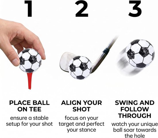 Golfballen 3 stuks - voetbalmodel - kleurrijk ontwerp - grappige cadeaus voor golfers - SnelShoppen — afbeelding 4