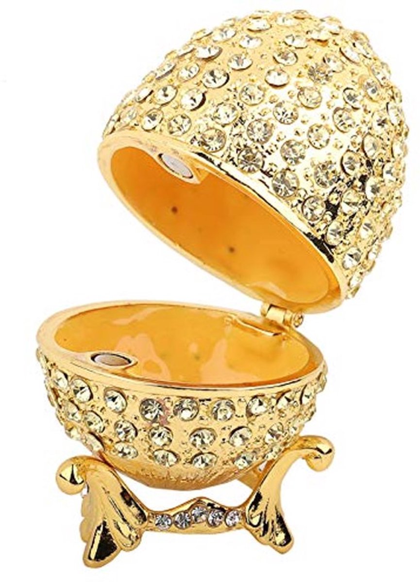 Sieraden Opbergdoos, Vintage Goud Ei Stijl Sieraden Snuisterijdoosje voor Ketting Armband Trinket Home Desktop Decor Geschenken, voor Ringen Oorbellen Ketting Schatkist Organizer