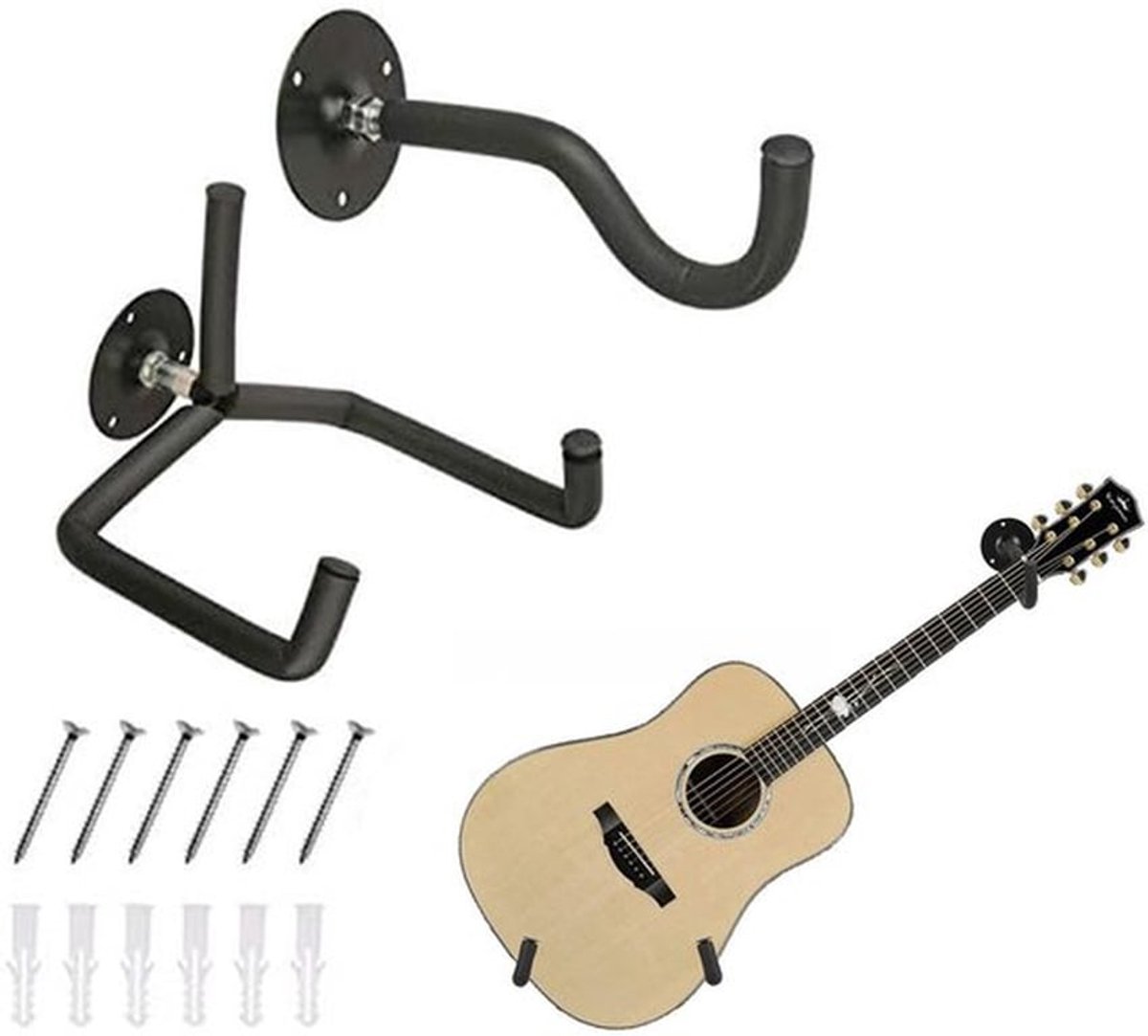 Gitaren Haak, Wandmontage, Hoekige Gitarenhouder, Wandgitarenhouder, Hoekige Gitarenhouder, Wandgitarenhouder, Hoekig voor Akoestische Gitaar, Klassieke Gitaar, Elektrische Gitaar