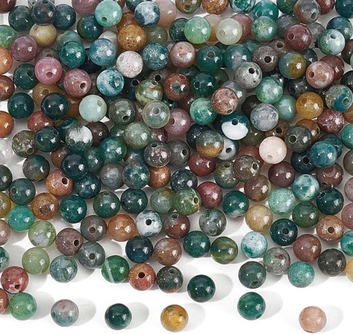 215 Stuks Natuurlijke Indiase Agaat Kralen, 4mm Glad Ronde Steen Kralen, Losse Edelsteen Kralen voor DIY Sieraden, Armbanden en Kettingen maken