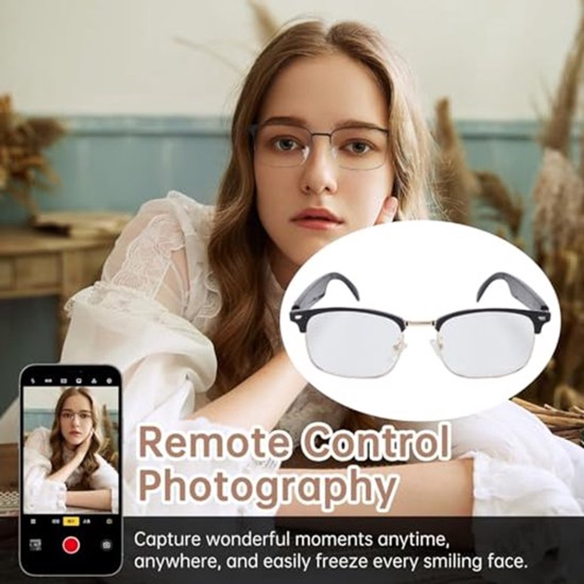 Slimme Audio Zonnebril, Bluetooth Zonnebril met Blauw Licht Blokkering, Slimme Bril met Aanraak- en Stemassistentie, Handsfree Slimme Zonnebril met Ingebouwde Microfoon en Luidsprekers Voor