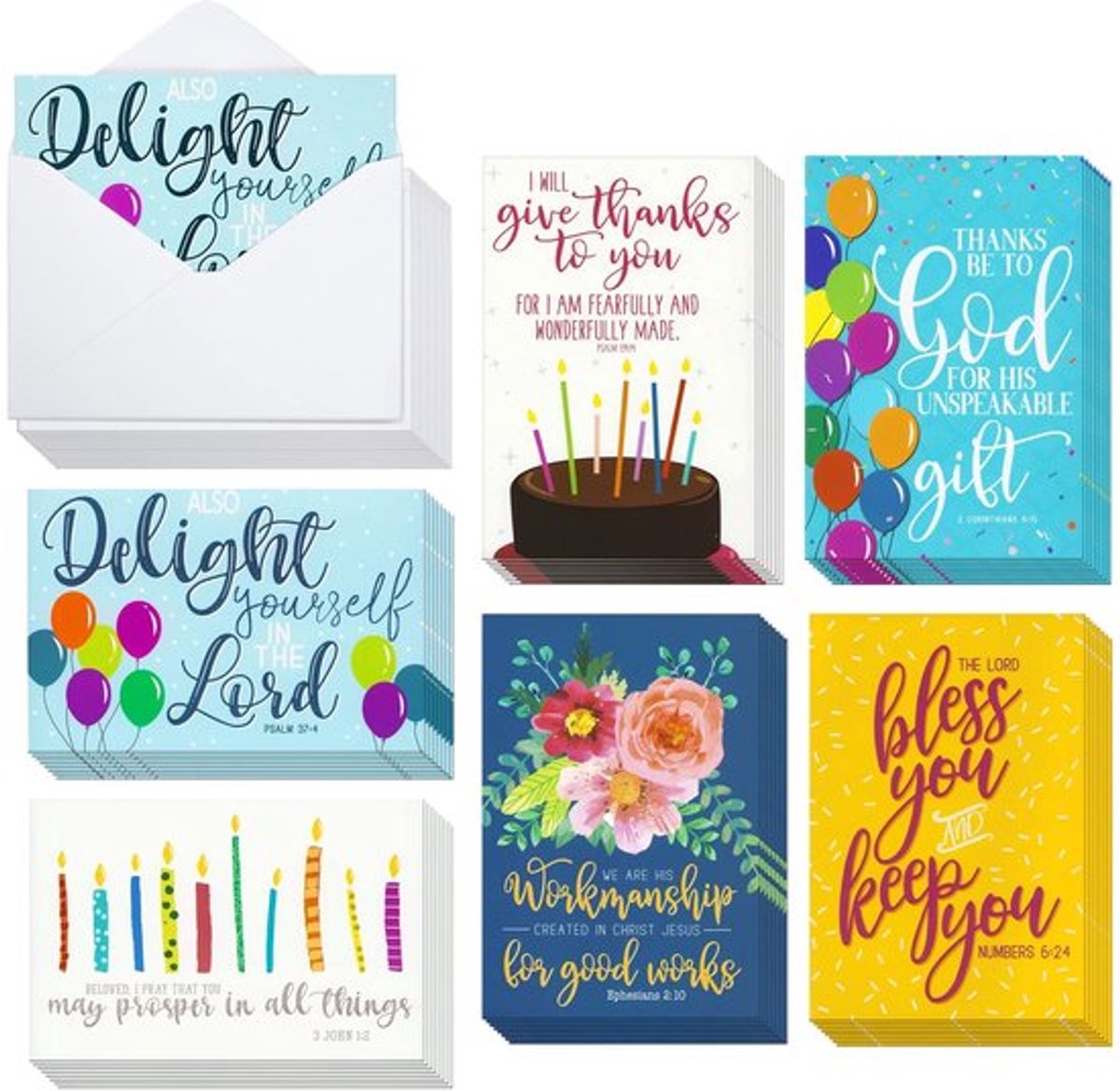 Christelijke Verjaardagskaarten-4 x 6 Inch-48 Stuks-Met Enveloppen