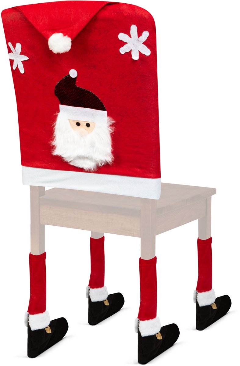 Kerst Stoelhoes decoratieset - Kerstman - 50 x 60 cm - rood/wit 1 Stuks [58737A]