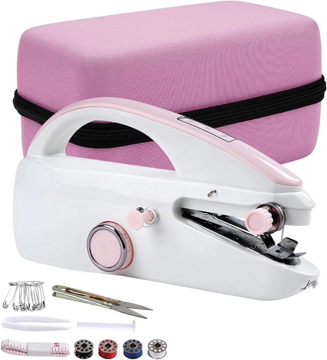 Mini Naaimachine - Handnaaimachine Draagbaar - Kleine Reparaties - Dubbel Draad Mechanisme - 24x12x17.5 inch - Wit