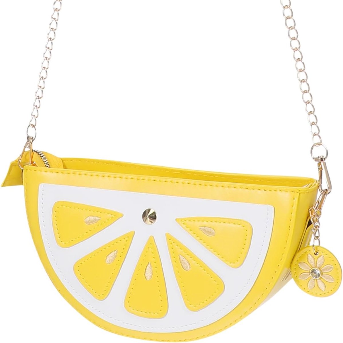 Handtas cartoon citroen - kleine leren fruit tas - schoudertas voor dames - trendy en schattig - ShopVlot