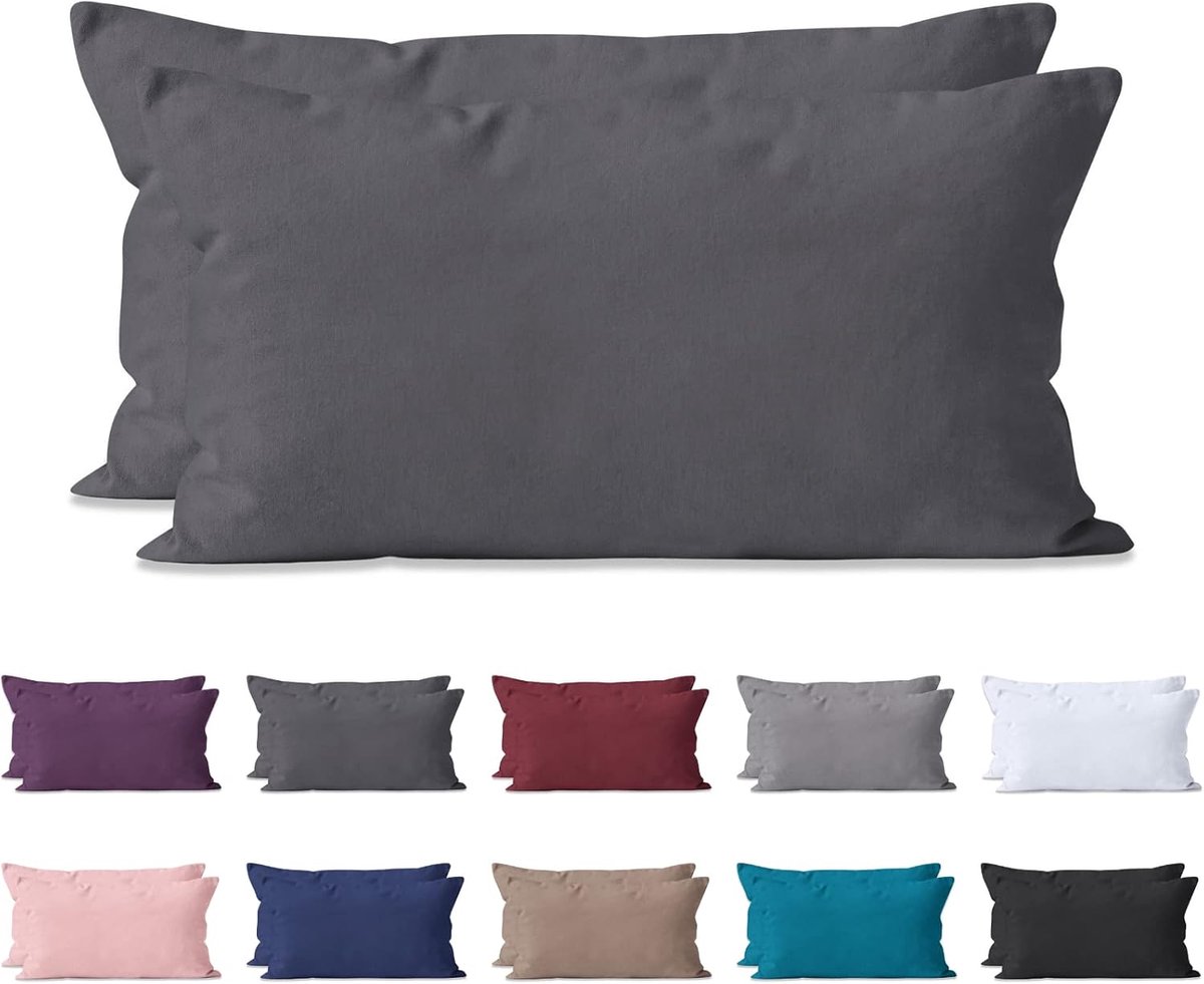 Microvezel kussenslopen set van 2 - 40x80 cm - antraciet - luxe met rits - ideaal voor decoratie - ShopVlot