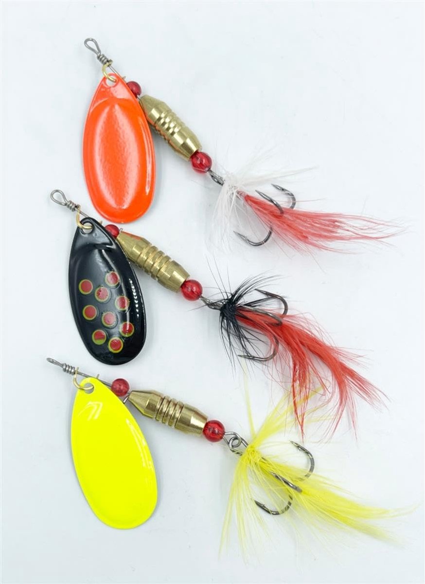 Spinner assortiments - 3 spinners - voor baars, snoek en zander - ideaal voor stromend water - ShopVlot