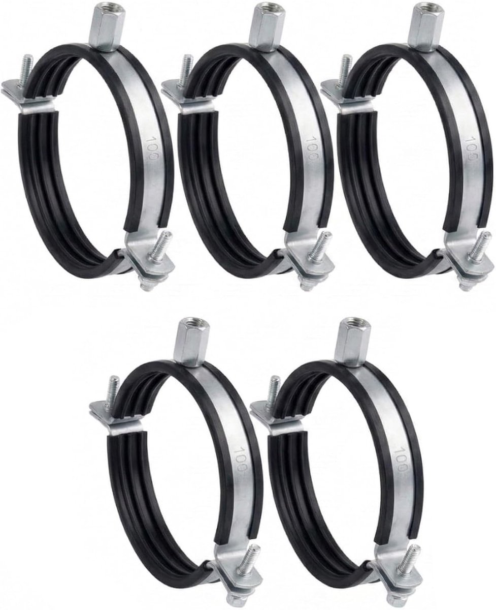 Buisklemmen 100 mm - Stalen houder met rubberen inzet - M8/M10 schroefdraad - Voor veilige bevestiging - ShopVlot