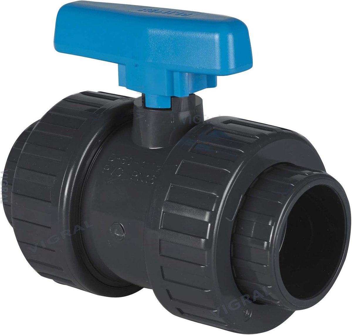 PVC kogelklep 50mm - grijs/blauw - 16 bar - ideaal voor aquaristiek en tuinirrigatie - ShopVlot