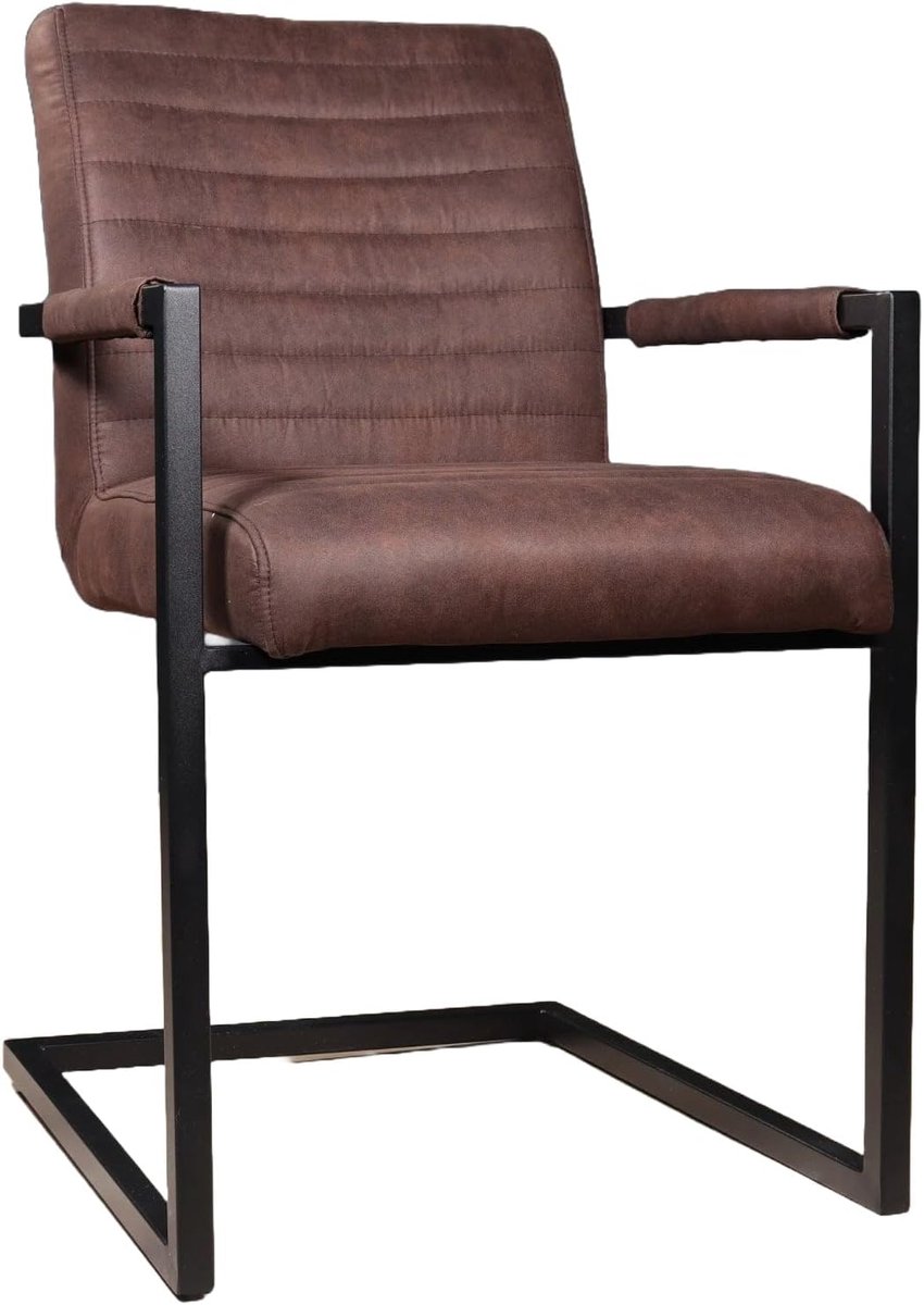Eetkamerstoelen set van 6 - bruine armstoelen - industriële stijl - eenvoudig te monteren - ShopVlot