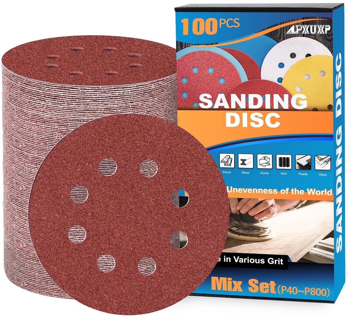 Schuurpapier 125mm 100 Stuks - Velcro Rond - 10 Verschillende Korrelgroottes - Geschikt voor Excentrische Schuurmachine - ShopVlot