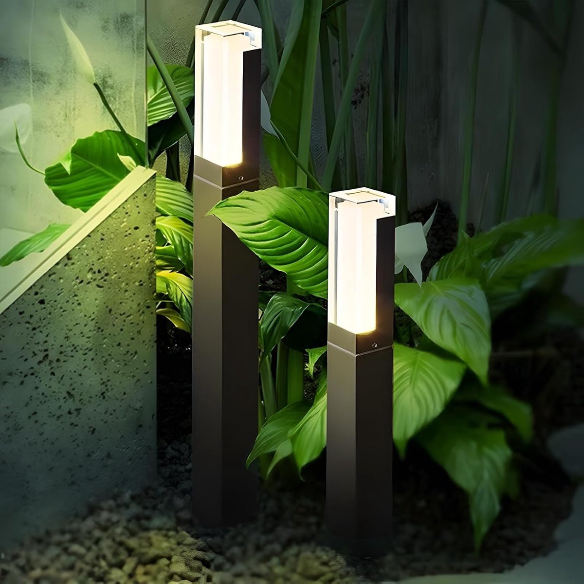 LED tuinlamp 40 cm - zwart aluminium - IP65 waterproof - sfeervolle verlichting voor buiten - ShopVlot