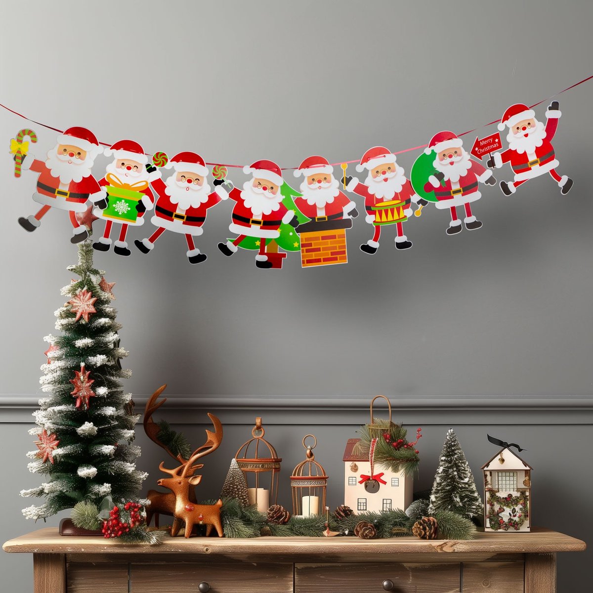 Kerstpapieren slinger - 8 stuks Kerstman - 3,5 m 1 Stuks [58585B]