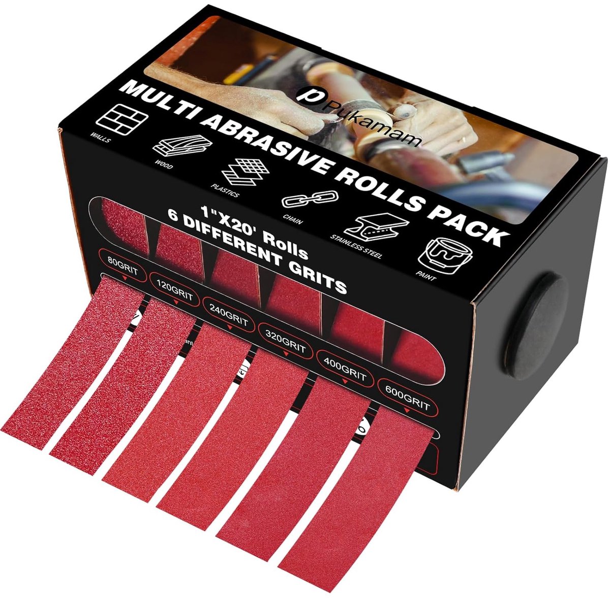 Schuurpapier 6 Rollen 25mm - Nat en droog - Aluminium oxide - Voor metaal en houtbewerking - ShopVlot