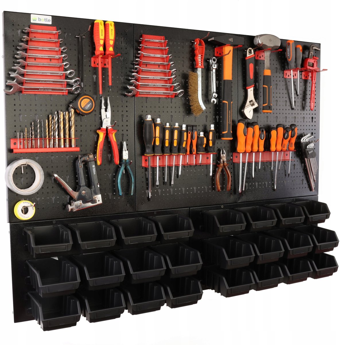 Werkbank Gereedschapswand 120x90cm Zwart met 24 Bakjes & Ophangers