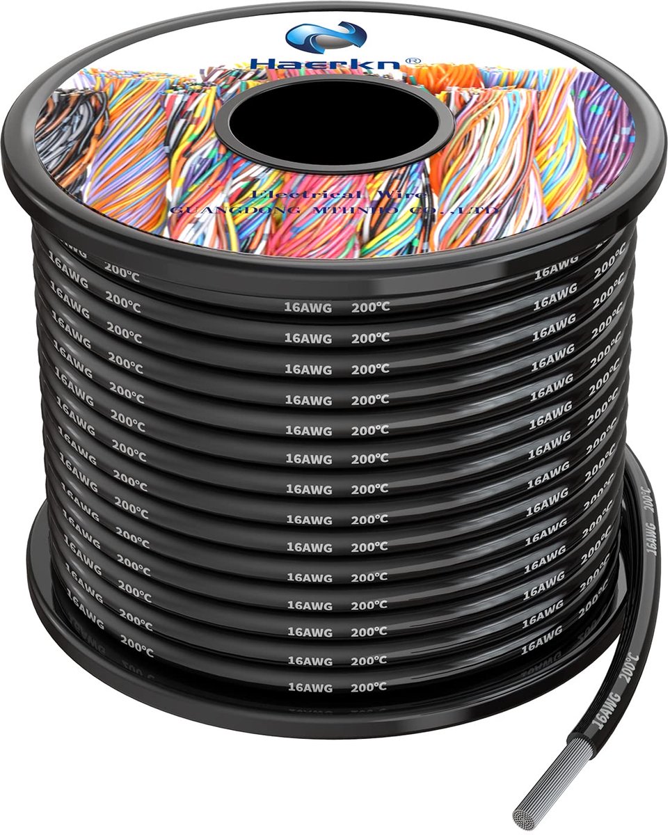 Silicone elektriciteitsdraad 1.3 mm² - 15 meter - Zwart - Flexibel en hittebestendig - ShopVlot