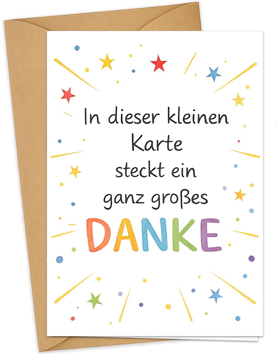 Bedankkaart met kraftpapieren envelop - 10 stuks - handgemaakt - perfect voor bedankjes - ShopVlot