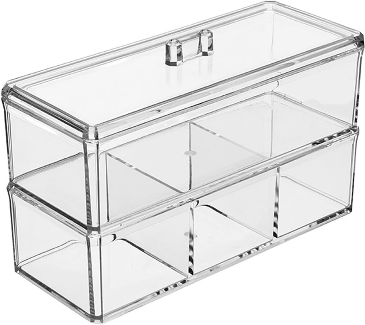 Cosmetica Organizer Set - Dubbele Laag met Deksel - Acryl Makeup Houder - Ruimtebesparend en Stijlvol - ShopVlot
