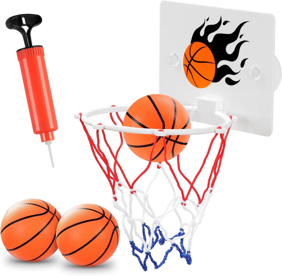 Mini Basketball Basket - Wandmontage voor Kinderen - Inclusief 3 Mini Balls en Pomp - Leuk Speelgoed voor Binnen - ShopVlot