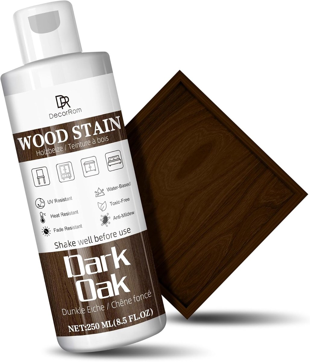Houtbeits 250ml donker eiken - waterbasis - matte houtkleur - snel drogend voor meubels - ShopVlot