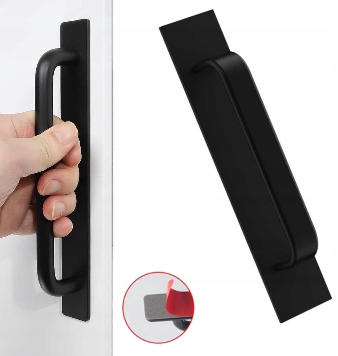 Zelfklevende Deurklink Zwart 133mm - Aluminium