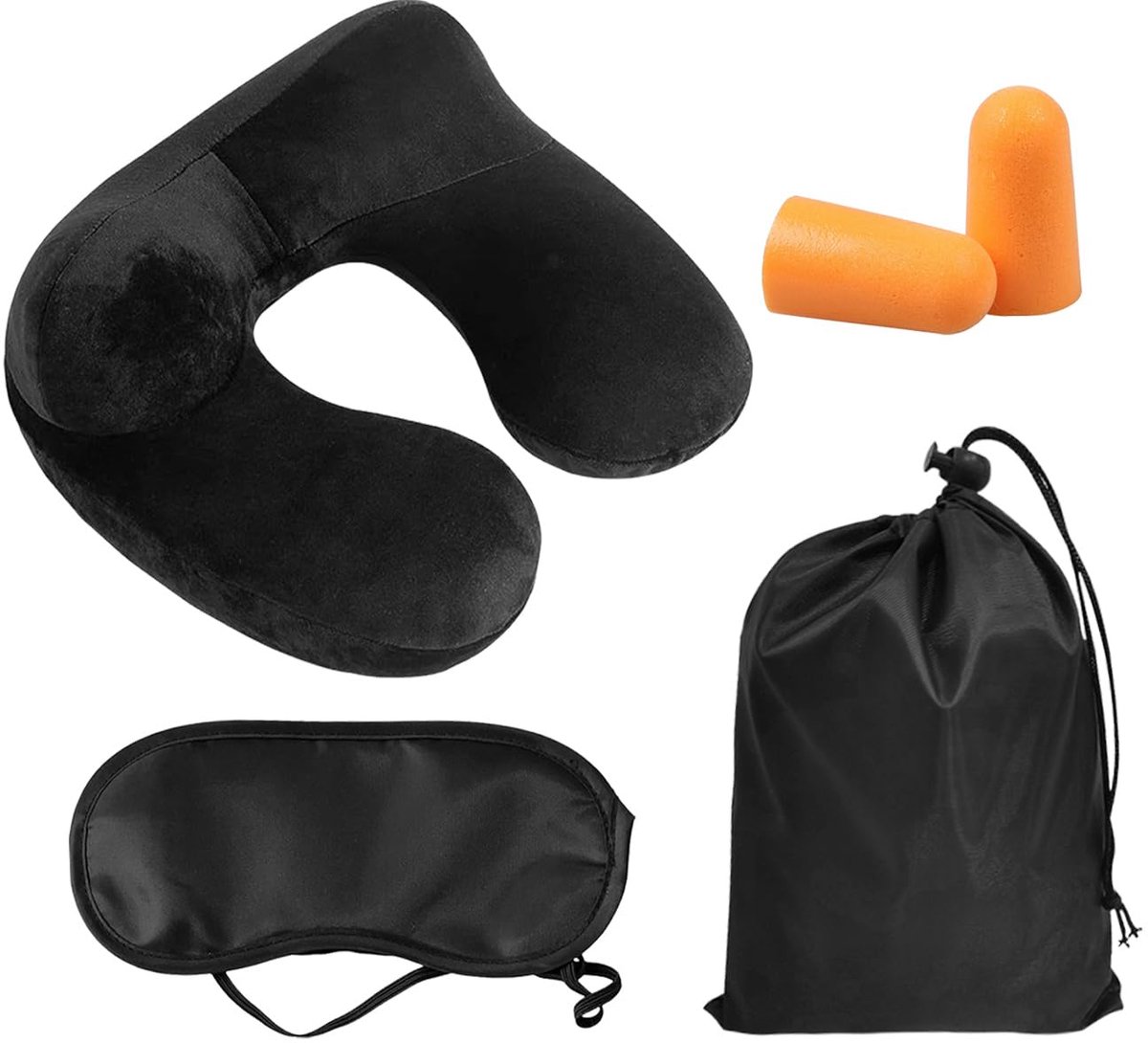 Opblaasbare Bult Kussen Set - Zacht en huid-vriendelijk - Inclusief oogmasker en oordopjes - ShopVlot