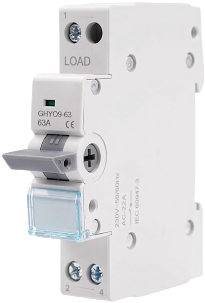 Inverter 1P 63A - Handmatige schakelsysteem - Dual power isolatieschakelaar - Voor veilige stroomoverdracht - ShopVlot