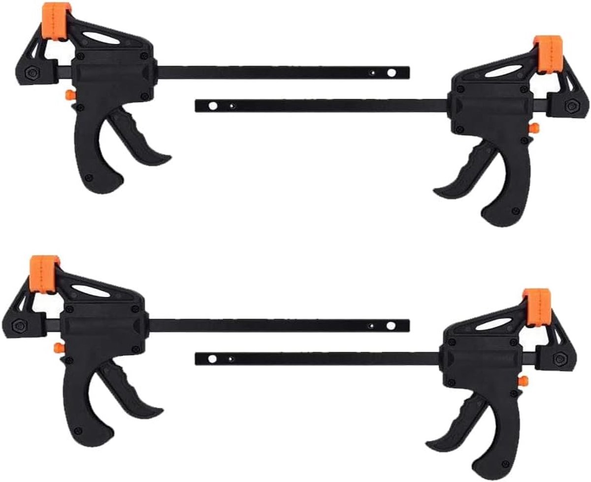 F-clamps voor houtbewerking 4-pack - snelle grip klem - éénhandige ratelstang - ideaal voor DIY-projecten - ShopVlot