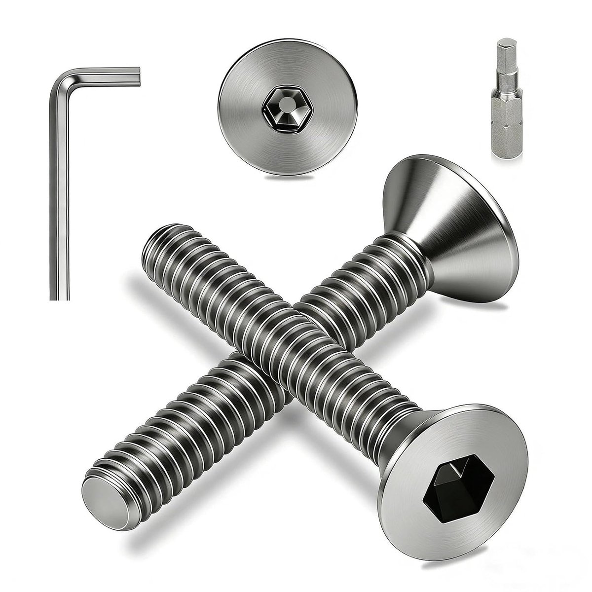 Verzonken kopschroeven, 25 stuks M4 x 8 mm schroeven verzonken kop roestvrij staal A2 V2A platte kopschroeven DIN 7991/ISO 10642 binnenzeskantschroef volledige schroefdraad verzonken