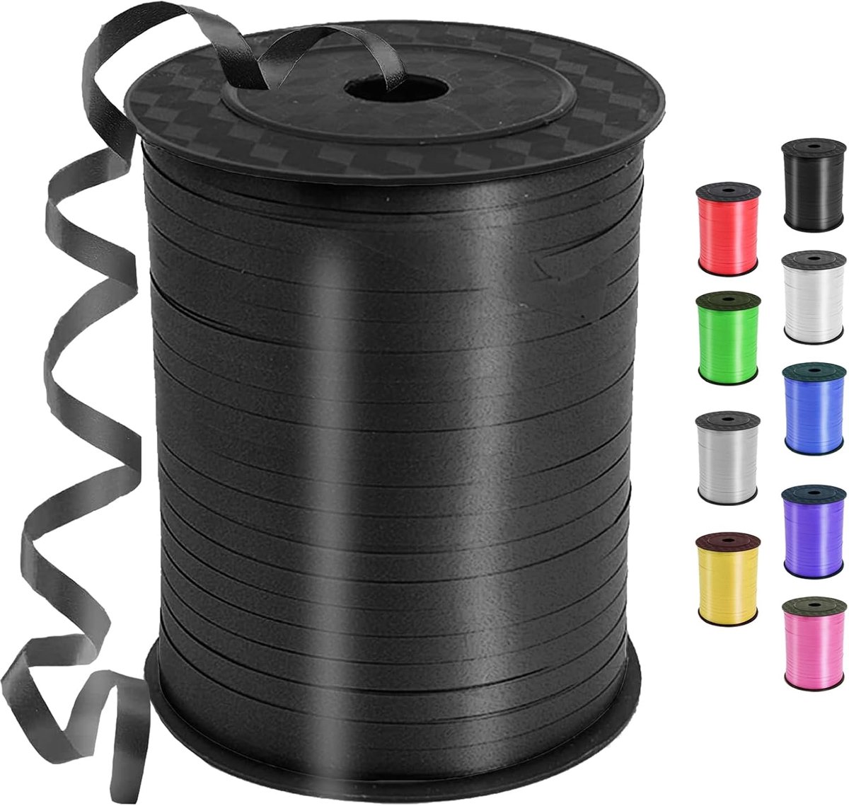 Zwart, 450 meter lint zwart, ringband, ballonlint voor ballonsluitingen, Kerstmis, Nieuwjaar, geschenkverpakking, knutselen, feestdecoratie, bruiloftsdecoratie