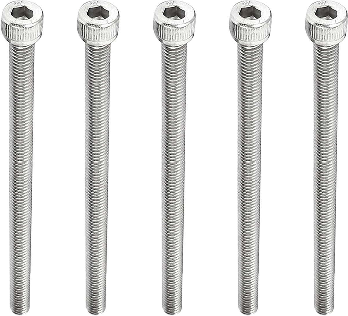 METERXITY Inbusbouten met zeskantige kop, 5 stuks, roestvrij staal, volledige schroefdraad, machineschroeven, anti-weerstand, montage hardware, (M8 x 120 mm, zilver)