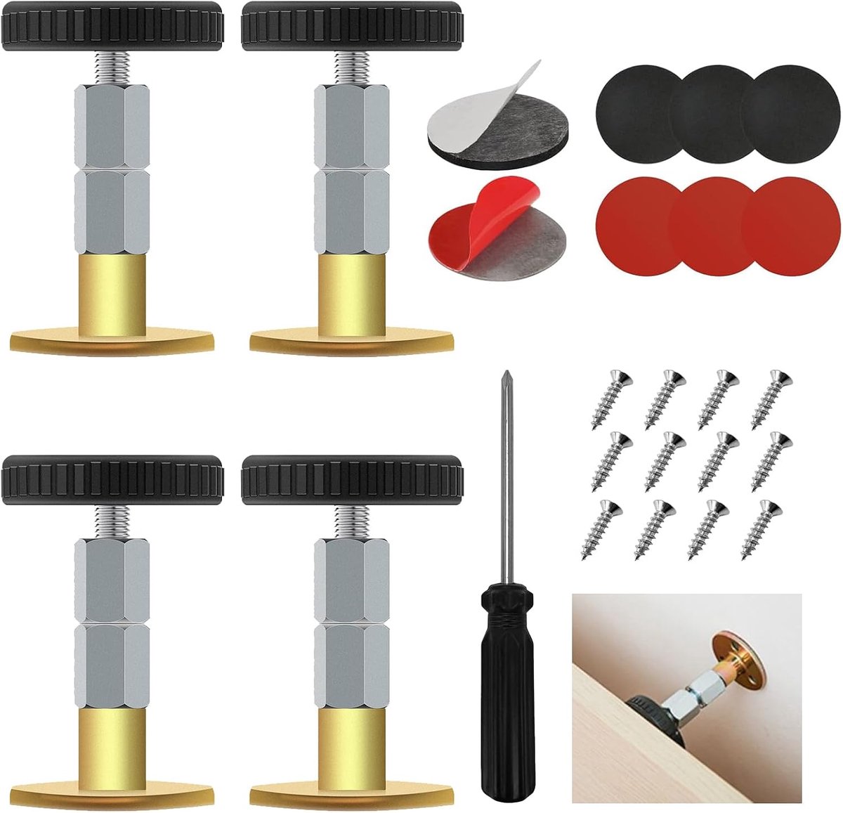 4 stuks verstelbare hoofdbordstoppers, voor muur, duurzaam, beschermt muren, bedhoofdeinde, bedframe, anti-schudgereedschap voor bed, kast, stoel, bank, meubels, muursteun (33-87 mm)