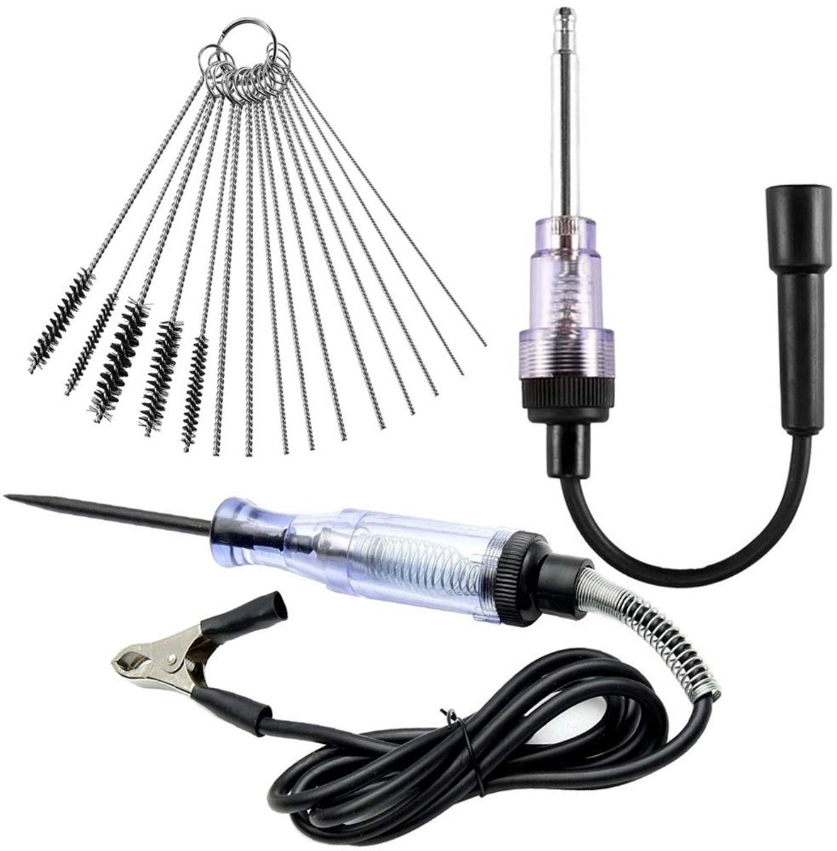 6-12 V In-Line bougie-ontstekingsapparaat voor auto, met carburateurreinigingsset en elektrisch controlelampje, spanningscontinuïteits-stroomptester, lange sonde met clip, 6 V-24 V en